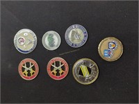 Group Of Seven Military Challenge Coins As Shown