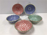 Five Colorful Porcelain Bowls