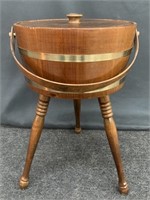 Wooden Mid Century Modern Barrel Sewing Box