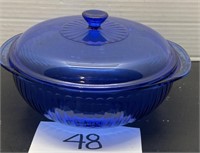 Vintage Pyrex Cobalt Blue 2 QT Round Glass