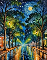 Starry Street Lights 1 LTD EDT Canvas Van Gogh LTD