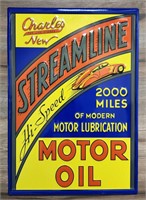 Streamline Motor Oil Embossed Advertising Sign.