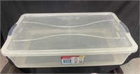 Rubbermaid 29 x 18 x 6 inch container with a lid.