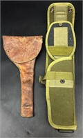 Antique Leather Holster & KMT Knife Sheath