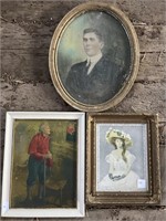 Three Antique Prints, all Men, Lady & Gentlemen