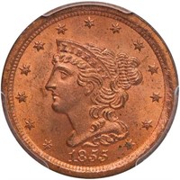 1/2C 1855 PCGS MS65 RD