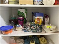 Butter dish, measuring bowls, glass bowls