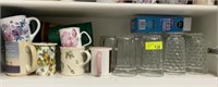 Glass cups and mugs