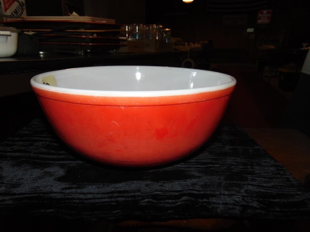 Large Red Vintage Pyrex Mixing Bowl