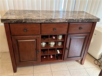 Granite top complementary sideboard with wine stor