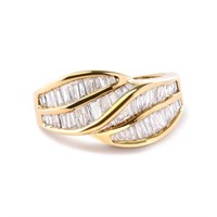 14K Gold Diamond Swirl & Weave Ring Band - 1.33 Ct