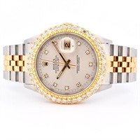 Rolex DateJust Two Tone Slate 2.00ct Diamond 36 Wa