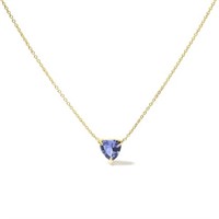 14k Gold Blue Tanzanite Trillion Solitaire Necklac