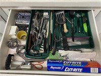 Kitchen utensils in top drawer
