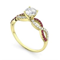 Infinity Diamond and Ruby Gemstone Engagement Ring