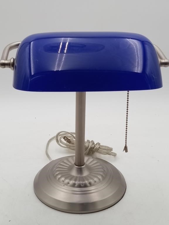 Cobalt Blue Student Lamp Traditonal Banker's Lamp