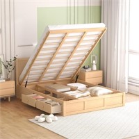 1 Lift Up Storage Bed Full Size, Wooden Platform