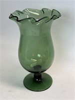 11” Green Ruffled Edge Vase