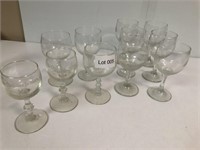 Lot of Glass Wine Glasses