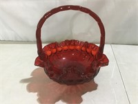 Fenton thumbprint Amberina basket