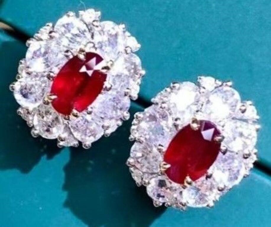 1.2ct pigeon blood ruby earrings in 18k gold