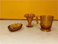 Amber Glass Bowl, Mug & Vase