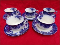 5 DEVON ENGLAND ALFRED MEAKIN FLOW BLUE CUPS