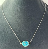 16" Sterling Turquoise Necklace 2 Grams