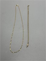 14kt Rope Chain Bracelet & 14kt Italy Gold Necklac