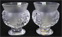 Pair of Lalique 'Saint Cloud' Crystal Vases