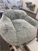 Large Grey Fluffy Bean Bag Chair