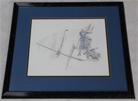 Framed Horse Artwork Artist Signed & Dated