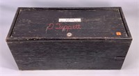 Wooden lock box, L. Tippett, tray inside,