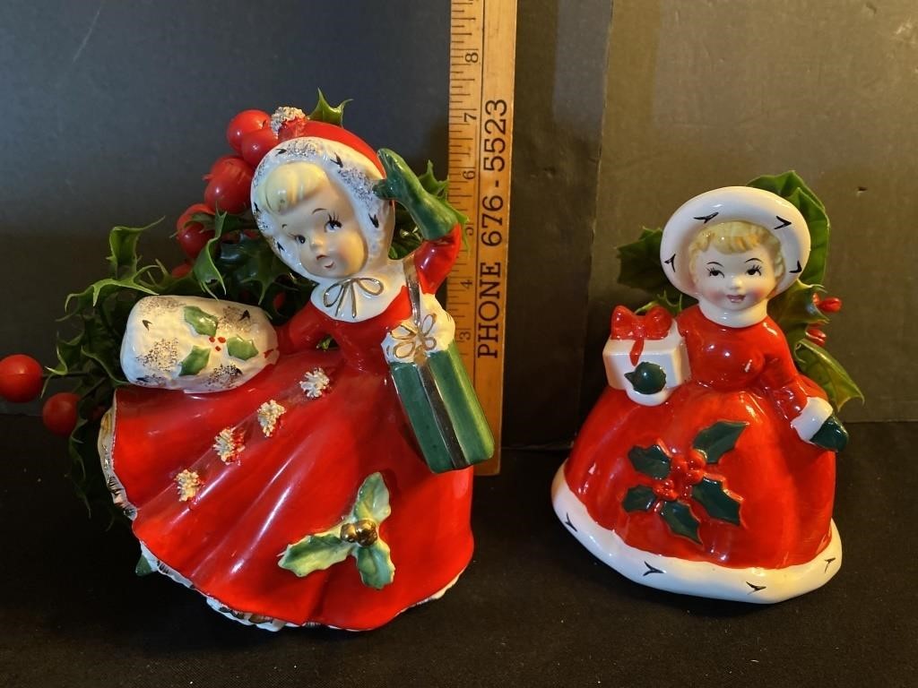 2 Vintage Christmas planters