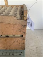 Antique Wooden Egg Crate Full of Cardboard Holders