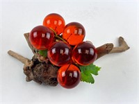 Vintage Lucite Grape Cluster On Driftwood 12"