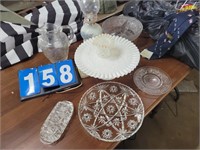 fenton milkglass cake plate cut glass lot