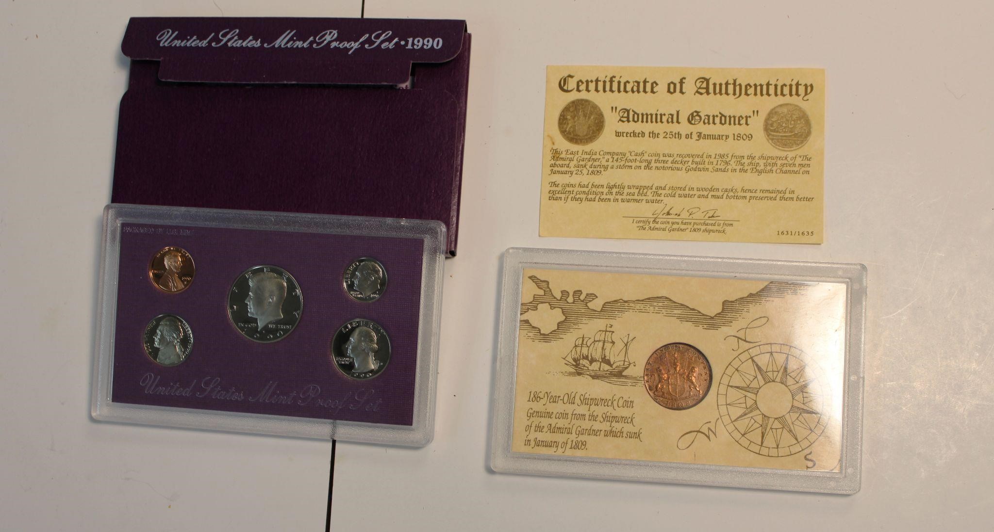 1990 Mint Coin Set & Antique Ship Wreck Coin