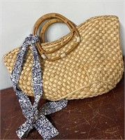 Straw Double Handle Purse Handbag