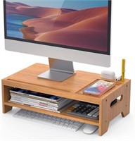SimpleHouseware Computer Monitor Stand, Oak, with