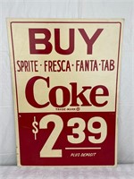 Vtg Coca-Cola Early Plastic Sign