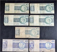 $1 & $5 BRAZIL BANK NOTES BILLS Brasil Cruzeiros