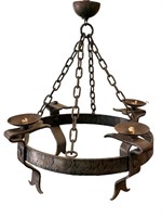 Hammered Wrought Iron Light Fixture, 4 arms