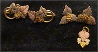 12K black hills gold earrings and pendant (10K)