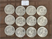 Lot of 12 1979 Susan B Anthony Dollar Coins