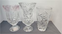 Crystal Vase lot set of 3