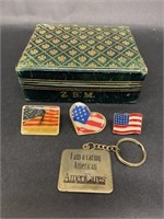 Enameled American Flags and Trinket Box