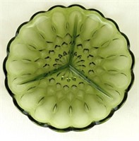 Avocado Green Divided Serving Dish 1960's Anchor