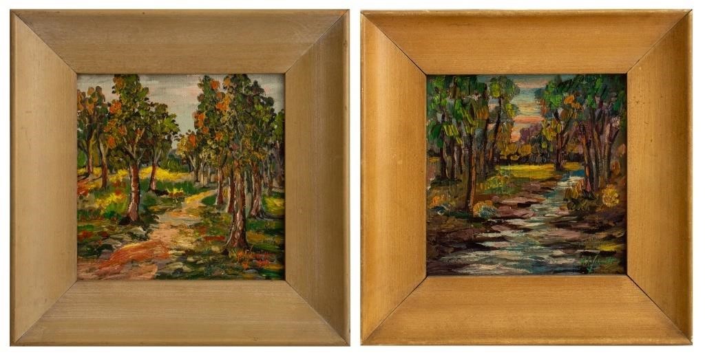 W.A. Schmitt Forest Landscapes Oil, Pair