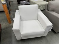 Oslo White Leather Single Seat Arm Chair